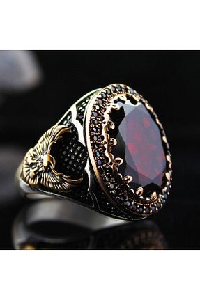انگشتر نقره رنگی مردانه یاقوت OSMANLI GÜMÜŞ - کد 304879550