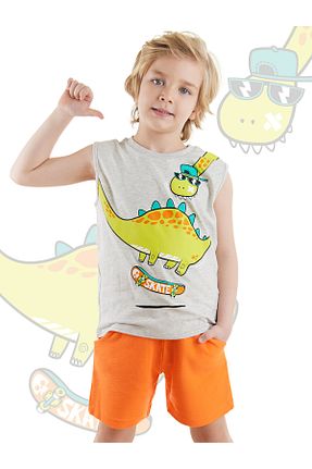 ست بالاتنه و پائین تنه نارنجی بچه گانه بافت Denokids - کد 818384254