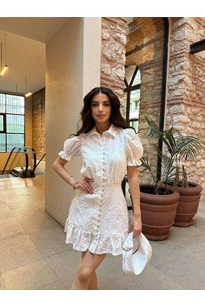 لباس سفید زنانه بافتنی LOCH BUTİK - کد 927862169