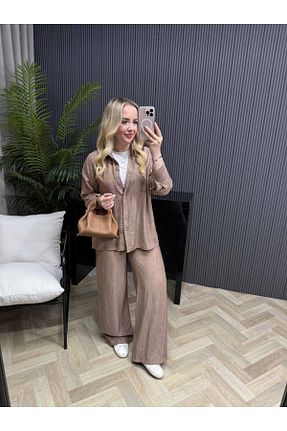 ست بالاتنه و پائین تنه صورتی زنانه بافتنی Byelifdursun - کد 927856714