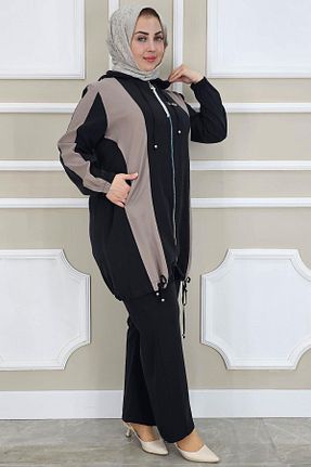 ست بالاتنه و پائین تنه حجاب مشکی زنانه سایز بزرگ PYS - کد 927860898