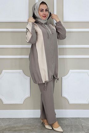 ست بالاتنه و پائین تنه حجاب قهوه ای زنانه رگولار PYS - کد 927859570