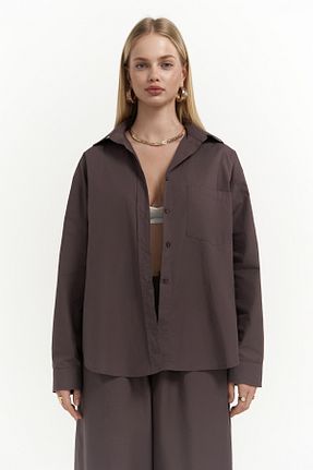 ست بالاتنه و پائین تنه قهوه ای زنانه کتان MAİ COLLECTİON - کد 927868429