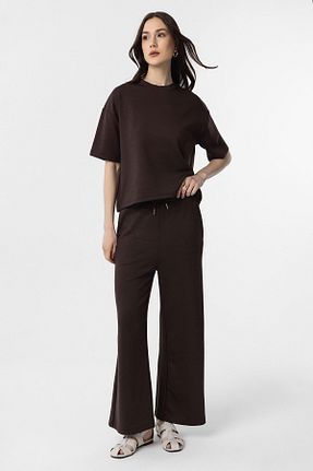 ست بالاتنه و پائین تنه قهوه ای زنانه بافتنی Antioch - کد 927888505