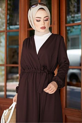 کافتان و کیمونو حجاب قهوه ای زنانه پلی استر Bestenur - کد 927888600