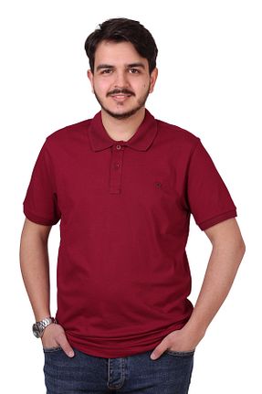 تیشرت زرشکی مردانه یقه پولو Kevser - کد 927893306