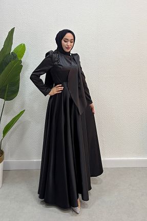 لباس مجلسی و فارغ التحصیلی مشکی زنانه ساتن Tarzım Tuba - کد 921971093