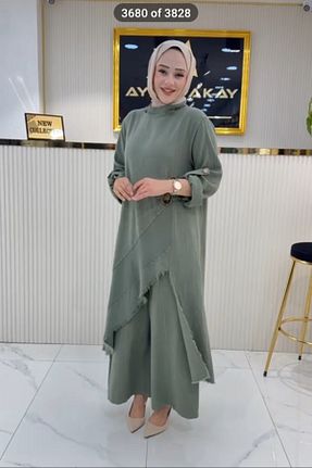 ست بالاتنه و پائین تنه خاکی زنانه کتان ayse - کد 927891739