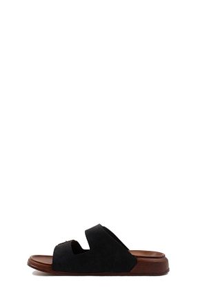 دمپائی مشکی مردانه چرم مصنوعی Fast Step - کد 855499055