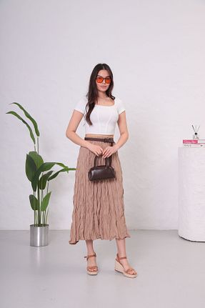 دامن بژ زنانه پارچه Muzzem - کد 927899571