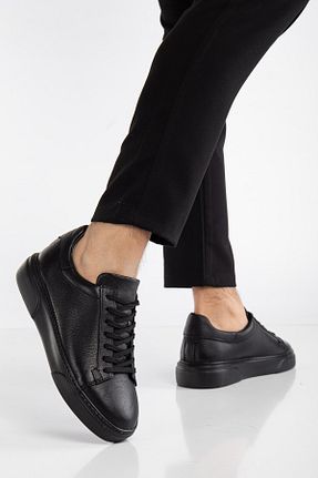 کفش اسنیکر مشکی مردانه چرم اصل maximoda - کد 927900508