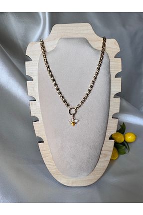 گردنبند جواهر زرد زنانه برنجی Lilon Jewelry - کد 927907648