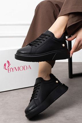 کفش اسنیکر مشکی زنانه بند دار Bymoda - کد 927906217