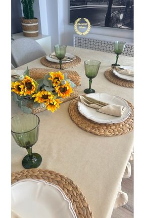 رومیزی بژ Dertsiz Decamor home - کد 901586261