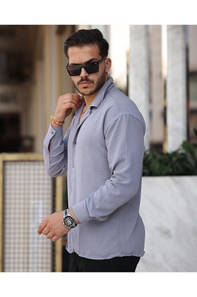 پیراهن طوسی مردانه اورسایز viperkombin - کد 927922186