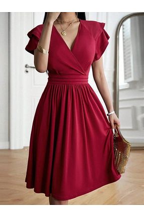 لباس مجلسی و فارغ التحصیلی زرشکی زنانه کرپ Masspera - کد 927922230