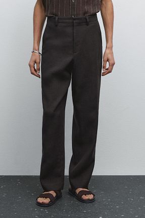 شلوار قهوه ای مردانه کتان Massimo Dutti - کد 927922518