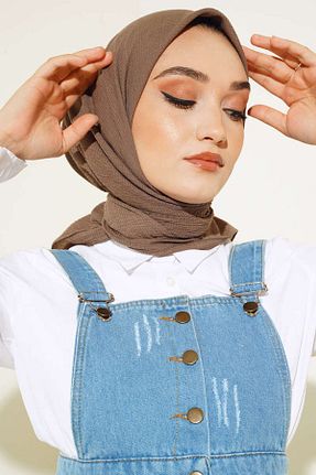 روسری قهوه ای پنبه پلی استر sevateks - کد 927928560