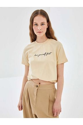 تیشرت بژ زنانه Relaxed LC Waikiki - کد 927933938