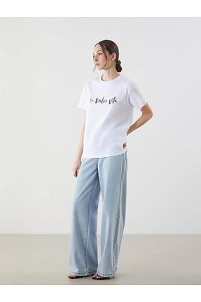 تیشرت سفید زنانه رگولار LC Waikiki - کد 927934228