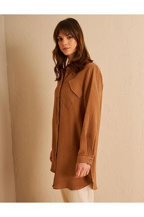 تونیک حجاب قهوه ای زنانه بافتنی Kayra - کد 928091741