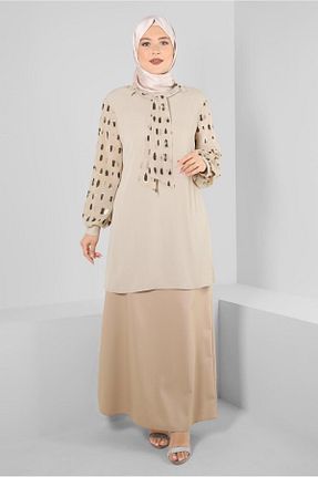 دامن حجاب بژ زنانه رگولار Alvina - کد 801227053