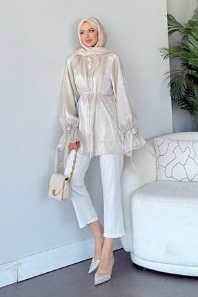 تونیک حجاب بژ زنانه بافتنی Şulemoda Giyim - کد 927948365