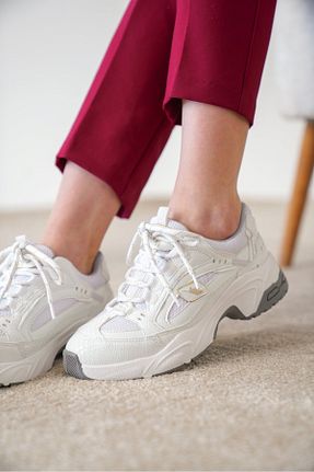 کفش اسنیکر سفید زنانه بند دار luuq shoes - کد 927950613