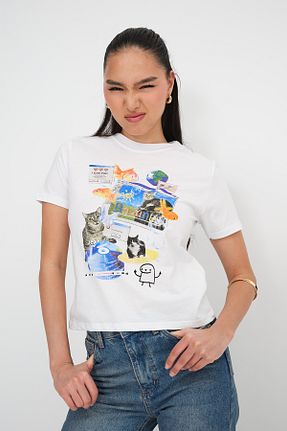 تیشرت سفید زنانه Relaxed Addax - کد 927950803