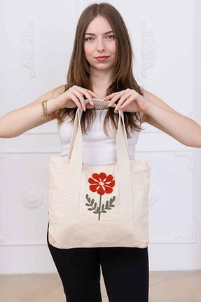 کیف دوشی بژ زنانه پارچه ای OKTAYUSTA COLLECTİON - کد 926748212