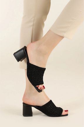 دمپائی مشکی زنانه چرم مصنوعی SİDELYA STİL - کد 927951230
