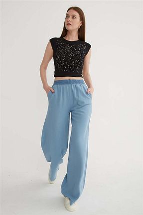 شلوار آبی زنانه کتان Fashion Friends - کد 927963642