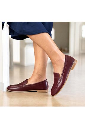 کفش کژوال زرشکی زنانه چرم خالص NEVE SHOES - کد 927968121