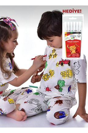 ست لباس راحتی سفید بچه گانه چاپی e-çocuk - کد 928145391