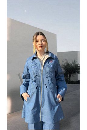 ست بالاتنه و پائین تنه حجاب آبی زنانه رگولار qupra - کد 928226115
