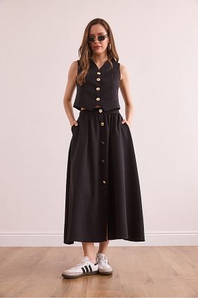 ست بالاتنه و پائین تنه مشکی زنانه بافتنی Olalook - کد 926652786