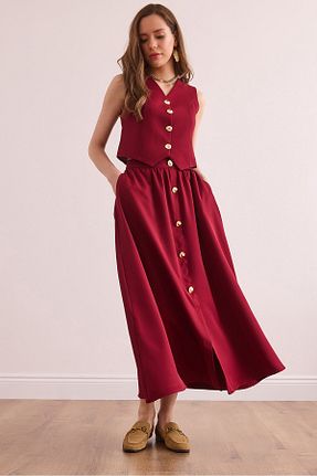 ست بالاتنه و پائین تنه زرشکی زنانه بافتنی Olalook - کد 926652785