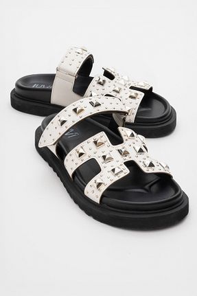 دمپائی سفید زنانه چرم مصنوعی luvishoes - کد 835031985