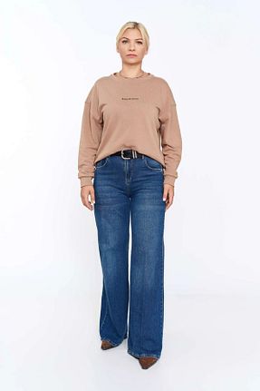 شلوار جین آبی زنانه پاچه گشاد EUROFASHION - کد 926644831