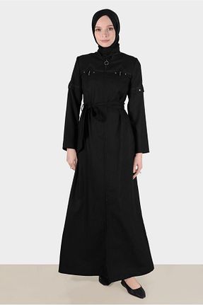 مانتو بلند حجاب مشکی زنانه مخلوط ویسکون Alvina - کد 807281156