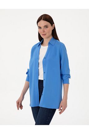 پیراهن آبی زنانه یقه پیراهنی Pierre Cardin - کد 926545734