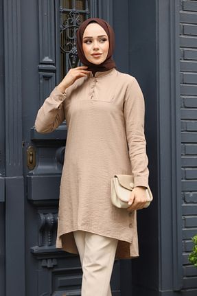 تونیک حجاب قهوه ای پلی استر Neva Style - کد 926555649