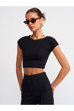 تیشرت مشکی زنانه کراپ Zec Style - کد 926557574