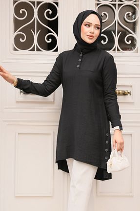 تونیک حجاب مشکی پلی استر Neva Style - کد 926555648