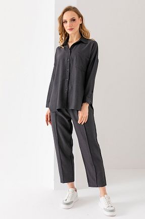 ست بالاتنه و پائین تنه طوسی زنانه بافتنی GİYSA - کد 926563135