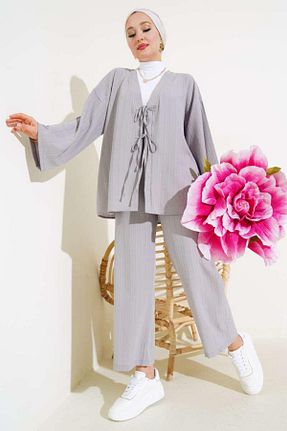 ست بالاتنه و پائین تنه حجاب طوسی زنانه مام فیت YILMAZBARMAZ - کد 926574471