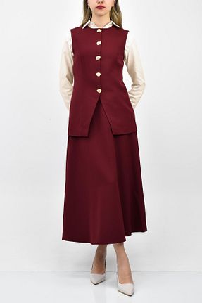 ست بالاتنه و پائین تنه زرشکی زنانه رگولار birizmoda - کد 926614814