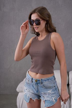 رکابی اسپرت قهوه ای زنانه پنبه ای Park Karon - کد 926624024