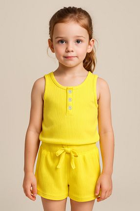 ست بالاتنه و پائین تنه زرد بچه گانه بافت LUESS - کد 850001302
