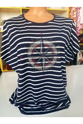 بلوز سایز بزرگ سرمه ای زنانه Loose AKŞEN GİYİM - کد 926710859
